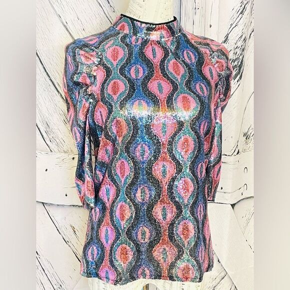 NICOLE MILLER Sequin Top Multicolored M - Picture 3 of 10